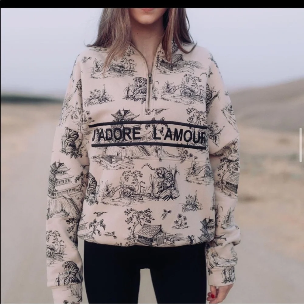 ellandem J'ADORE L'amour Pattern Half Zip Toile Jacket